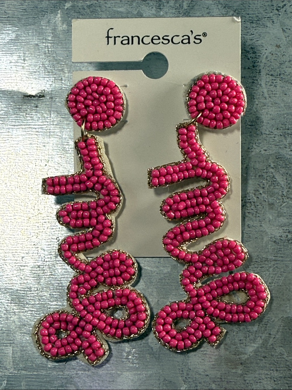 Francesca's Collections Hot Pink MRS. Beaded Dangle Earrings